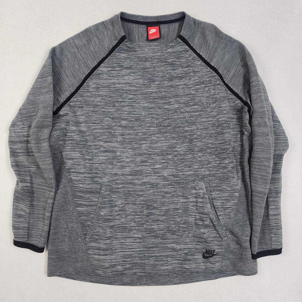 Nike Tech Knit Sweatshirt Mens XL Cool Gray Crew Neck Raglan Sleeve Performance